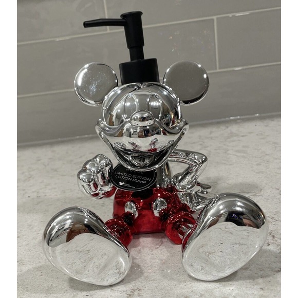Disney Bath Silver Metallic Limited Edition Disney Mickey Mouse Soap Dispenser Lotion Pump